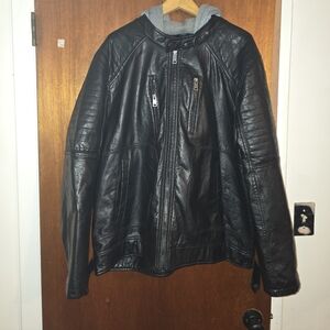 Urban Republic Black Bomber Jacket with Gray Hood